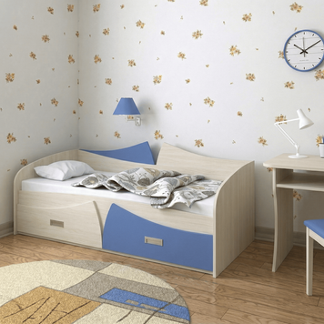 Диван-ліжко "Веселка", корпус Дуб Шамоні світлий/Графіт, розмір 70&times;140 4417 фото